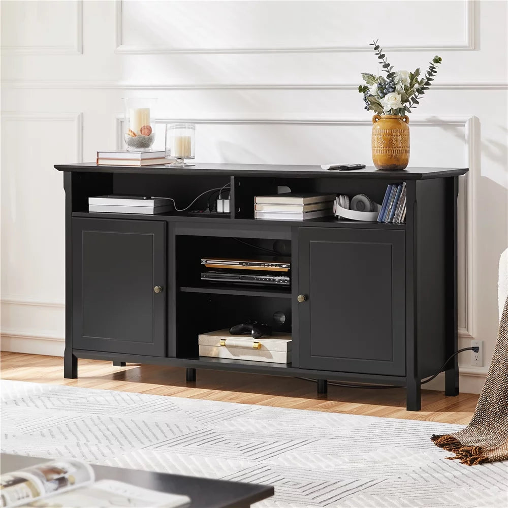 Black TV Stand with Power Outlet D42427