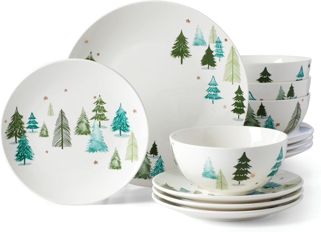 12-Piece Green Dinnerware Set C13386