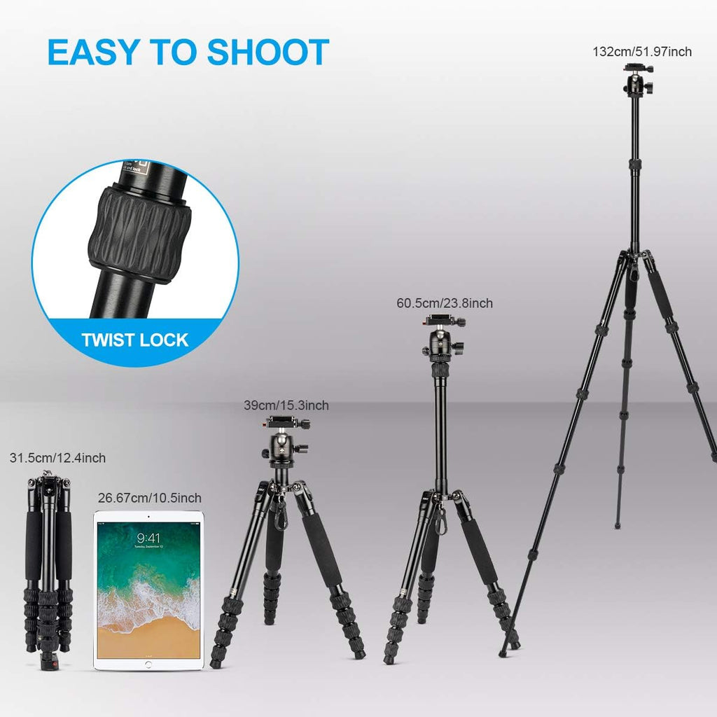Aluminum Camera Tripod with Ball Head and Quick Release Plate P1544