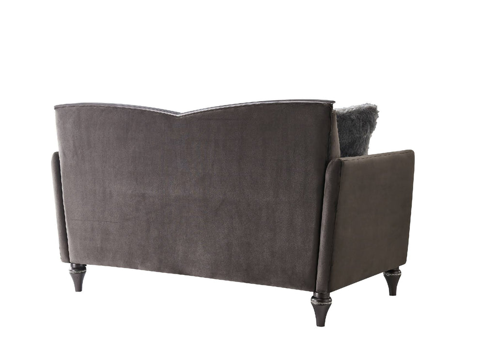 Grey Velvet Loveseat I36174