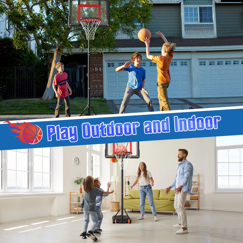 Adjustable Portable Basketball Hoop with 33 Shatterproof Backboard R395