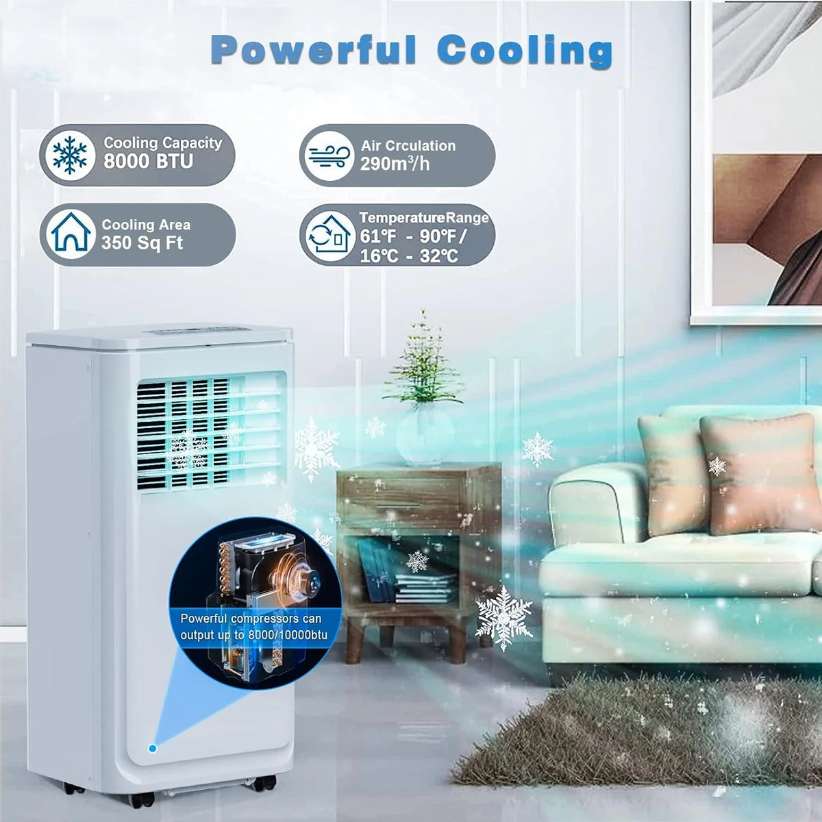 10000 BTU Portable Indoor Air Conditioner with Remote Control R107592