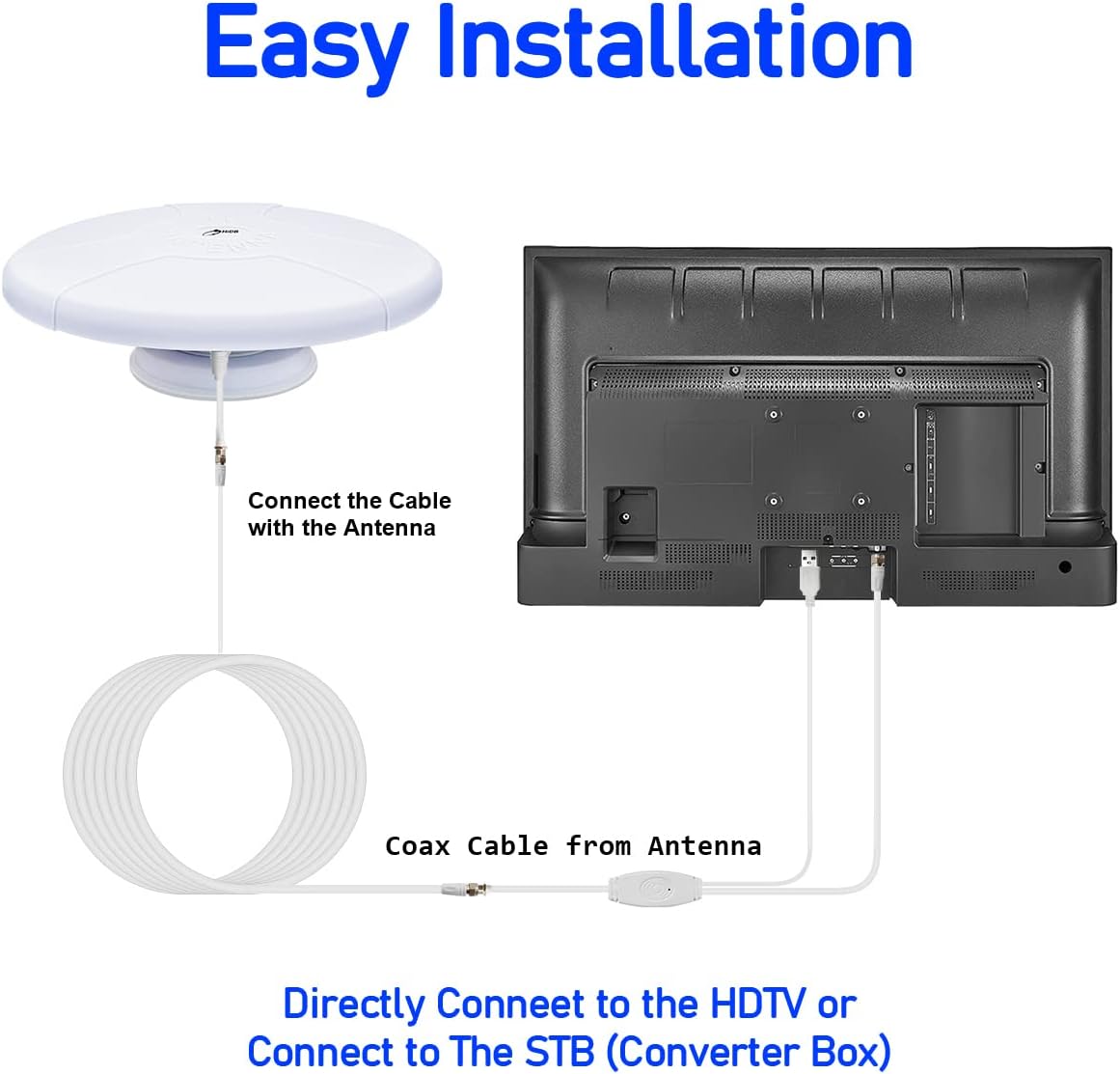 Amplified Digital HD TV Antenna with Magnetic Base, Pack of 2 Z6067