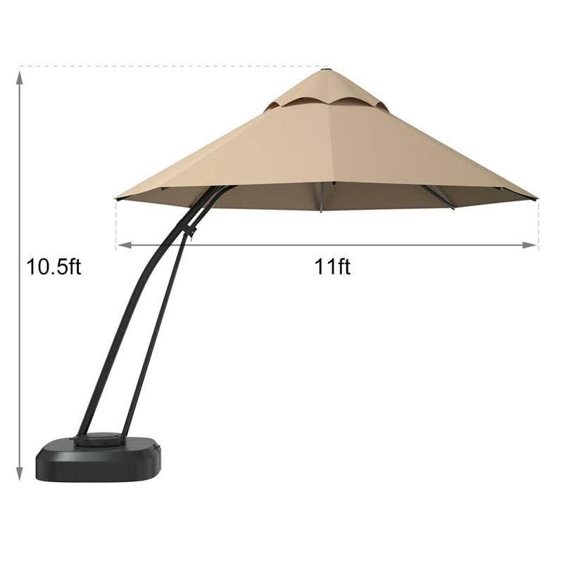 Blue 11 Feet Outdoor Cantilever Hanging Umbrella with Base and Wheels G172279