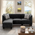 Black Linen L-Shaped Convertible Sofa Bed P648900