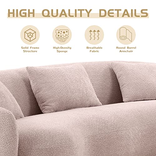 Brown Boucle Fabric 3-Seat Curved Sofa T2074