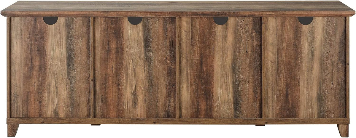 70 Inch Rustic Oak Glass and Wood TV Stand H386