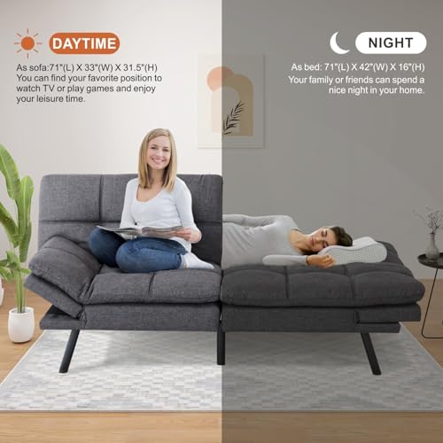 Black Memory Foam Convertible Sofa Bed F71660