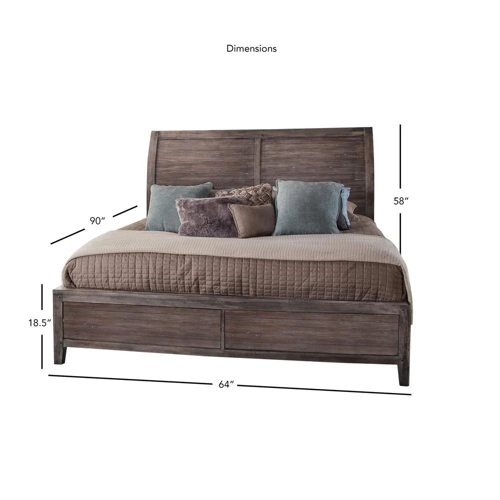 Weathered Gray Wood Queen Sleigh Bed Z1309