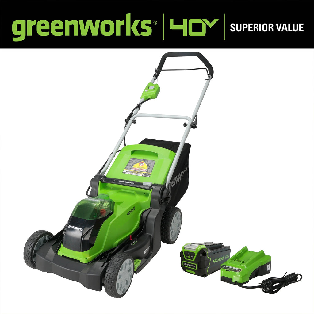 40V 17 Cordless Walk-Behind Push Lawn Mower with 4.0 Ah Battery and Charger A29775