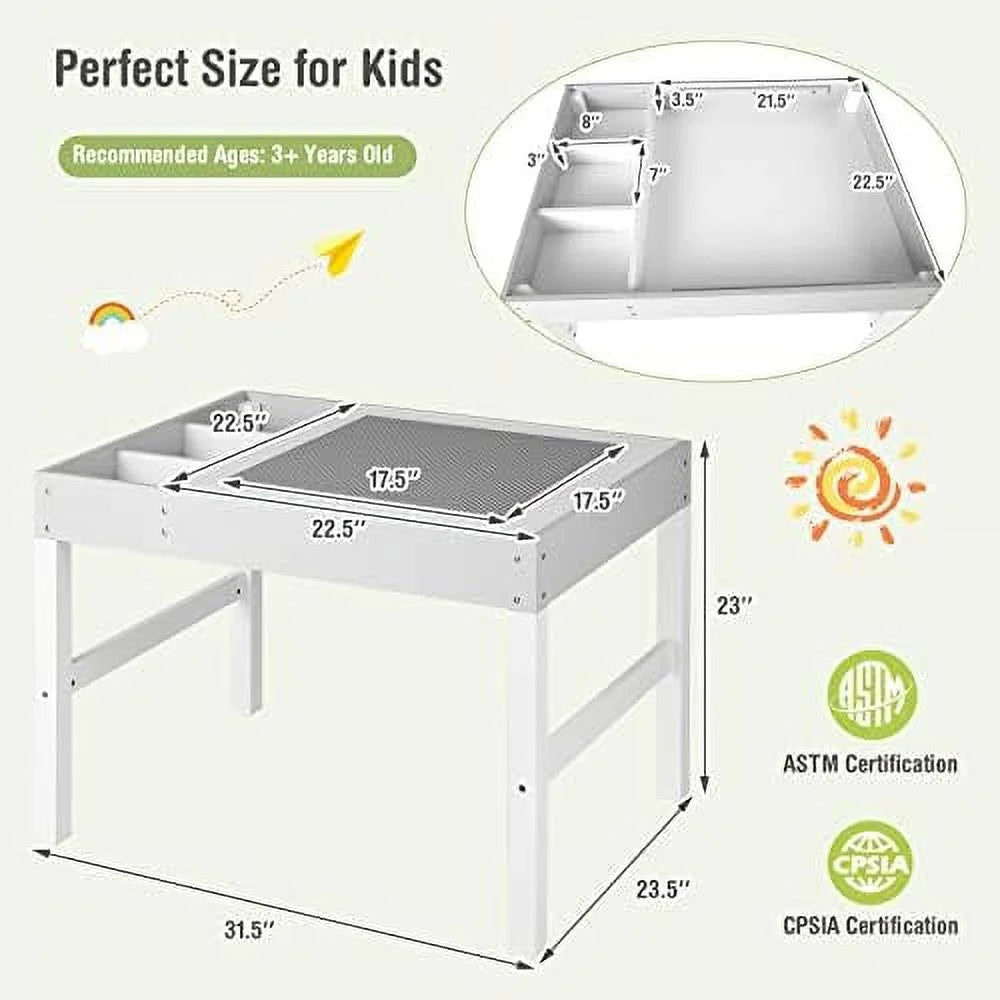 2 in 1 Toddler Wooden Activity Table with Paper Roll White Y602762