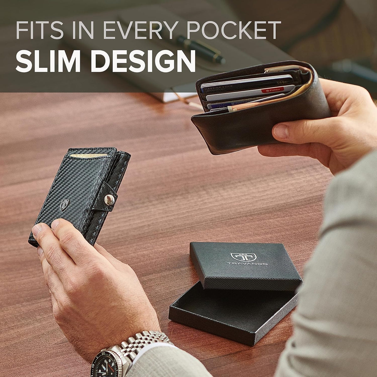Slim Carbon RFID Minimalist Front Pocket Wallet O80979