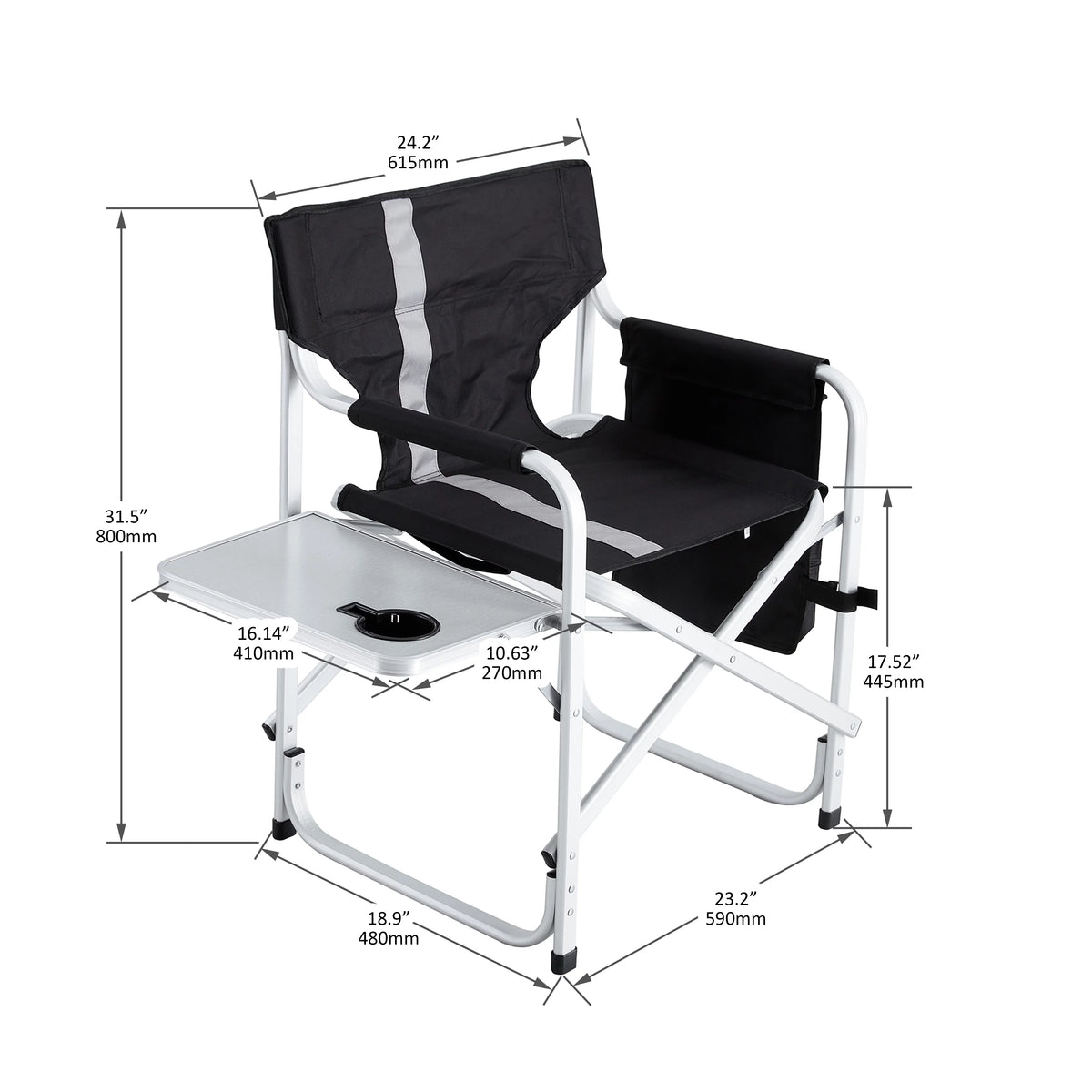 2-piece Padded Folding Chair with Side Table and Storage Pockets V37711