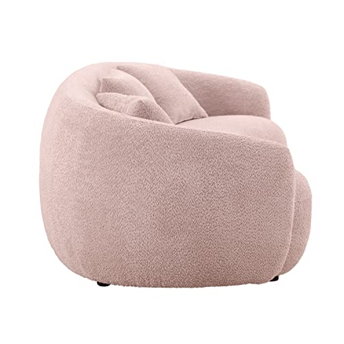 Brown Boucle Fabric 3-Seat Curved Sofa T2074