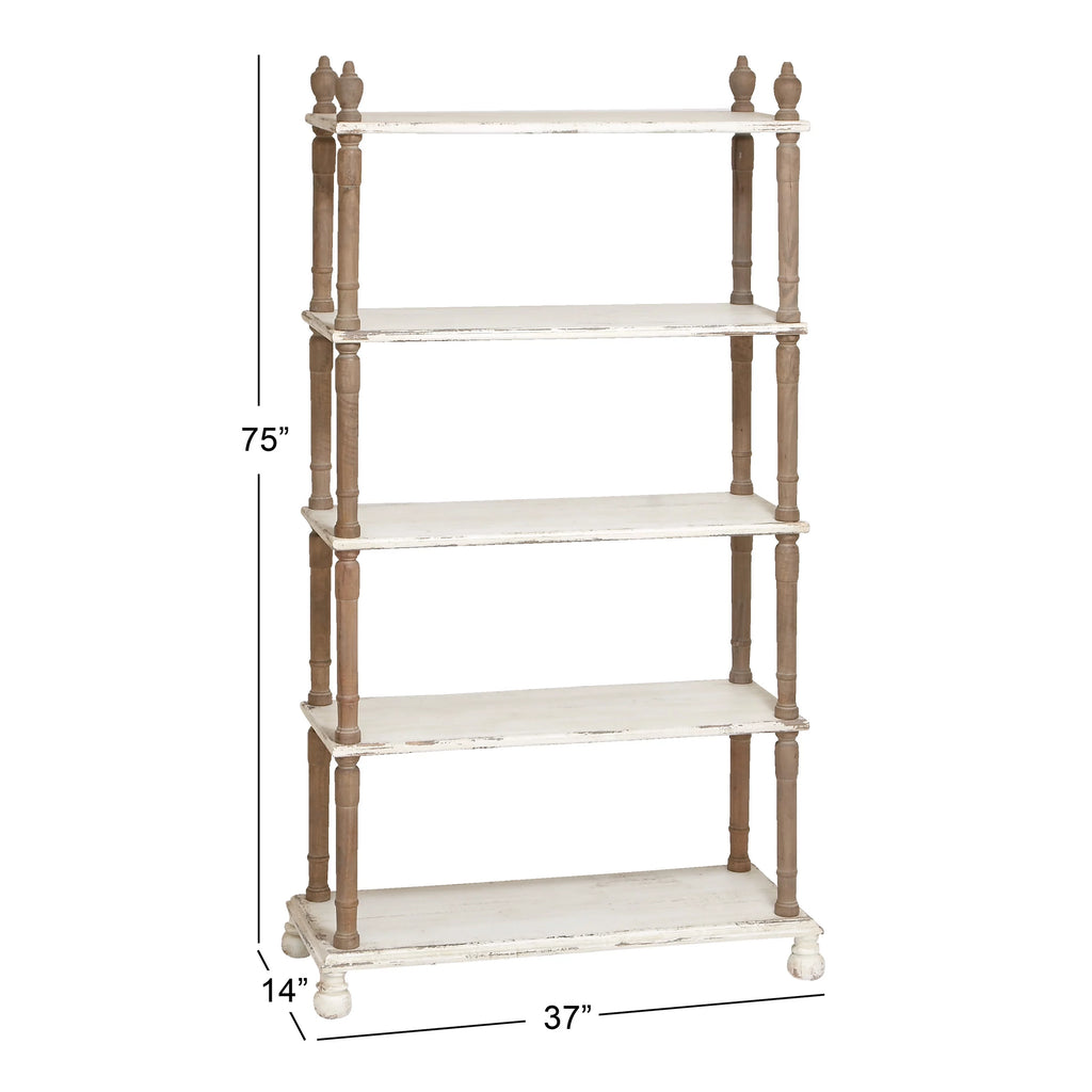White Wood 5-Tier Shelving Unit I31246