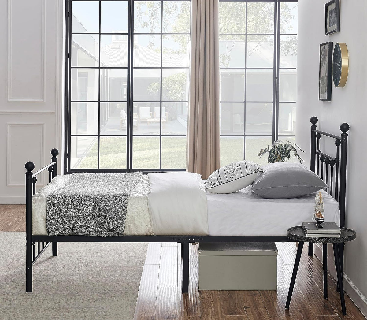 Twin Size Metal Platform Bed Frame with Headboard and Footboard A688