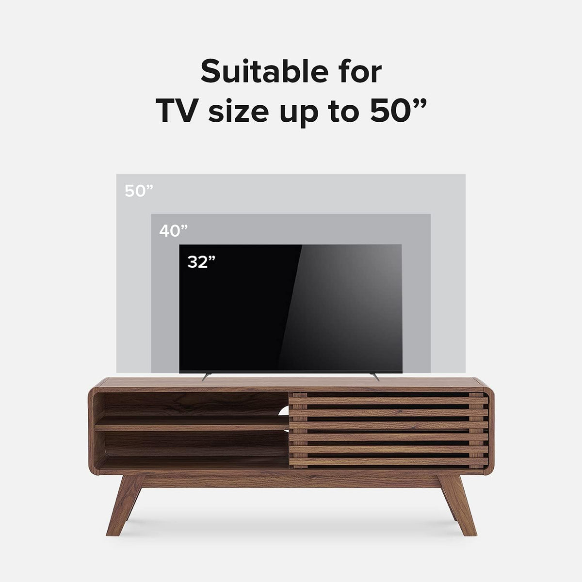 46 Scandinavian TV Stand with Slatted Door D90264