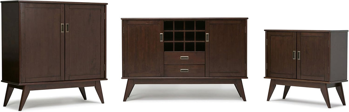 Medium Auburn Brown Solid Wood Low Storage Cabinet with 2 Doors and 2 Adjustable Shelves F68081