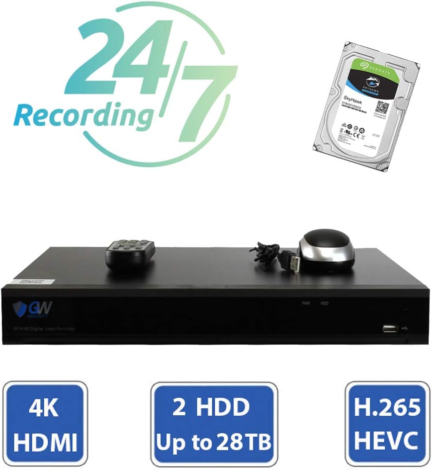 4K AI IP Bullet Security Camera System with 8CH NVR and 2TB Hard Drive H2895