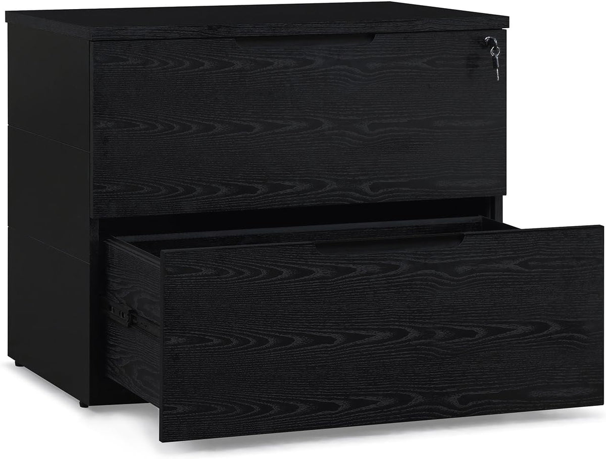 Black Oak 2 Drawer Lateral Filing Cabinet Y279