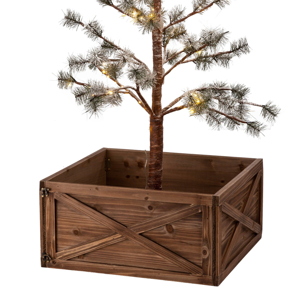 Brown Wooden Christmas Tree Collar Q944204