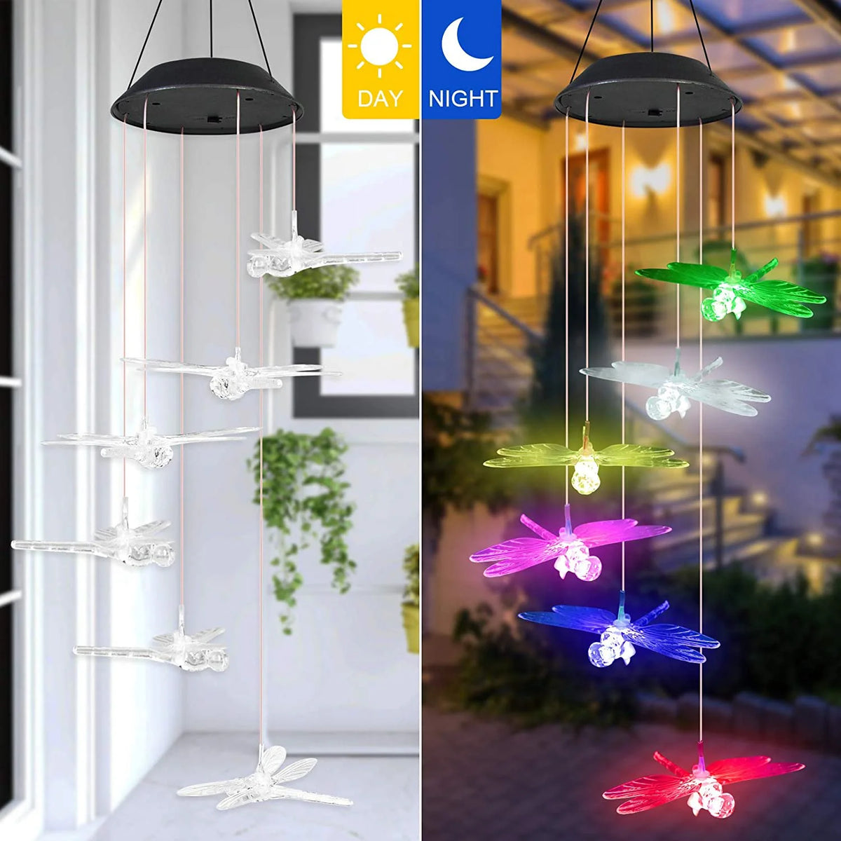 Color Changing Dragonfly Wind Chime Spiral Spinner Wind Mobile Outdoor Decorative Wind Bell V345355