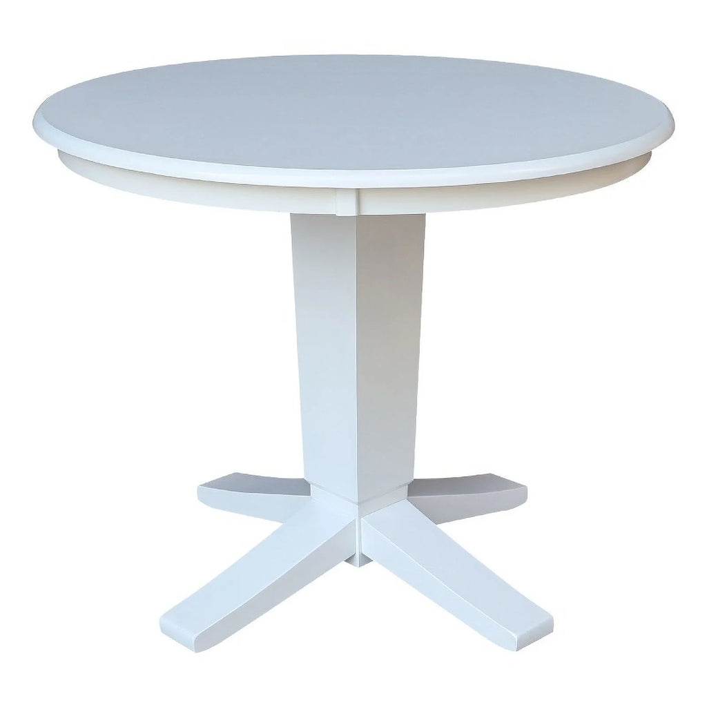 36" Round Solid Wood Pedestal Dining Table in White T65590