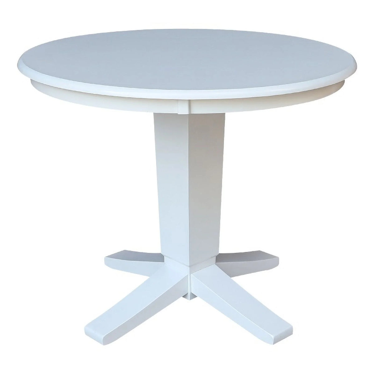 36" Round Solid Wood Pedestal Dining Table in White T65590