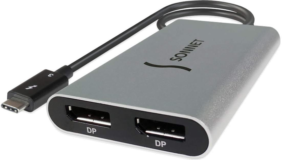Thunderbolt 3 to Dual DisplayPort Adapter, Black/Silver B991844