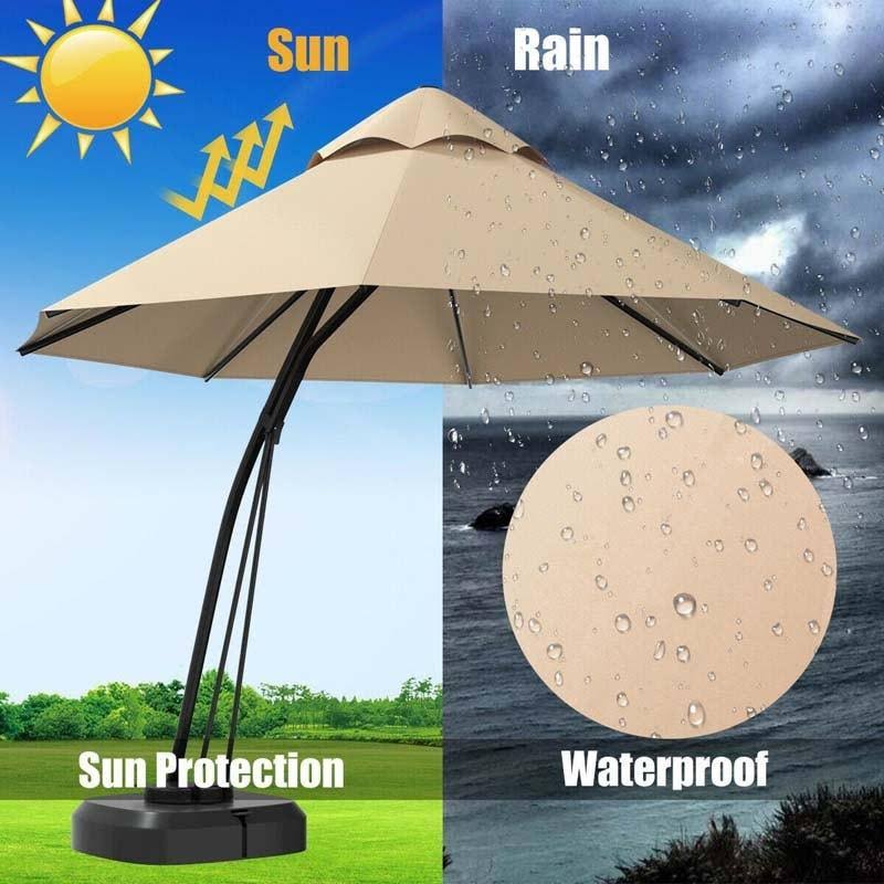 Blue 11 Feet Outdoor Cantilever Hanging Umbrella with Base and Wheels G172279