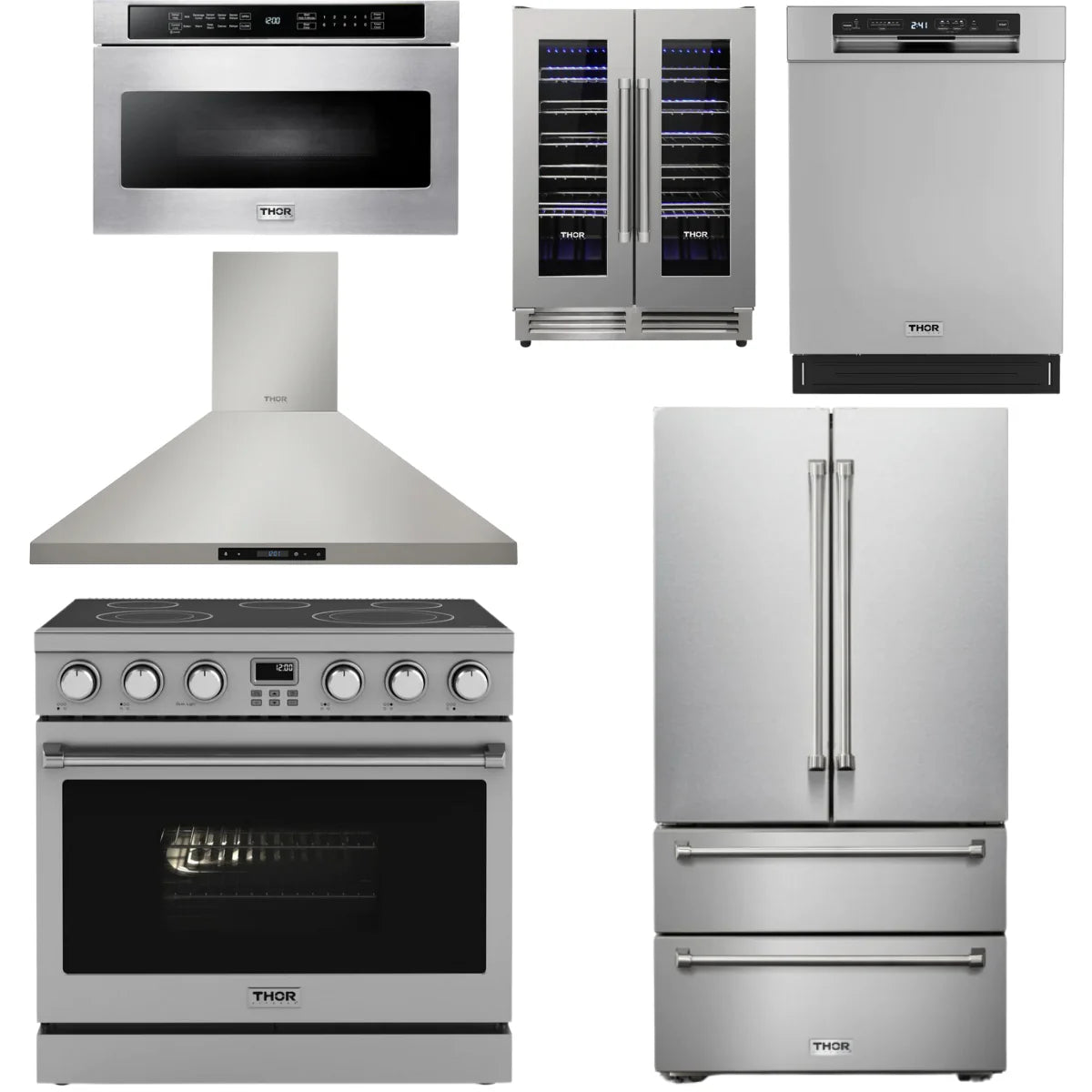36 Electric Range, Range Hood, Refrigerator, Dishwasher, Microwave and Wine Cooler S466684