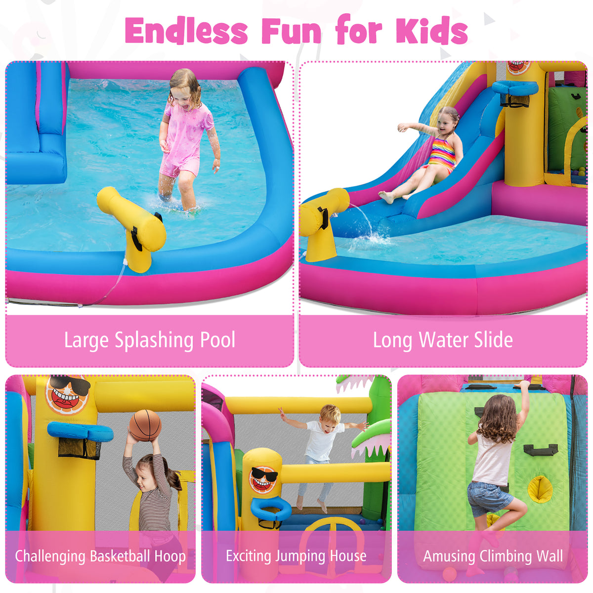 Tropical Inflatable Bounce Castle with Ocean Ball and 735W Blower H726