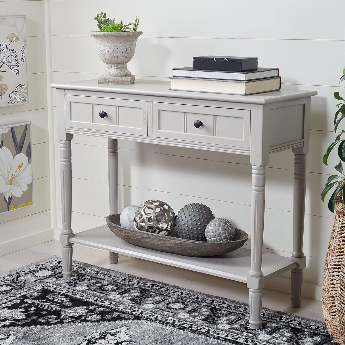 Vintage Grey 2-Drawer Console Table Q59530