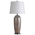 Silver Ceramic Column Table Lamp with Black Nickel Base D481