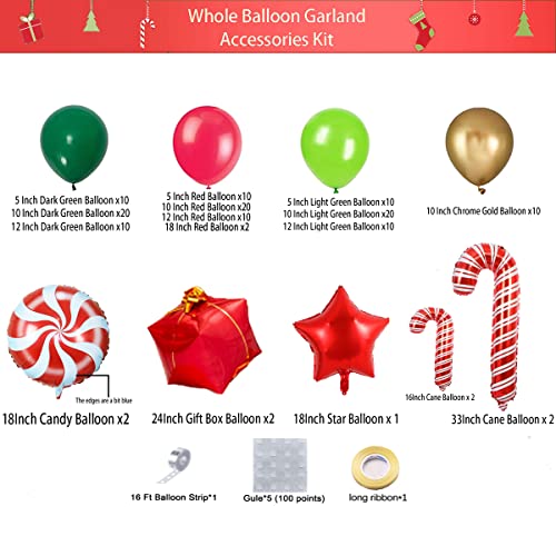Christmas Balloon Garland Arch Kit with Red Gold Dark Green Balloons P29623
