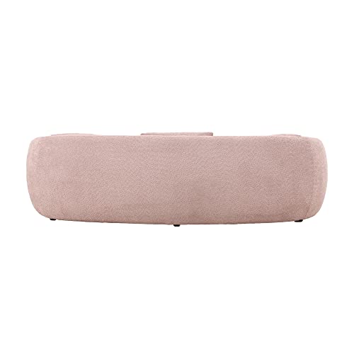Brown Boucle Fabric 3-Seat Curved Sofa T2074