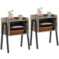 Set of 2 Stackable 2-tier Side End Table Gray M950684
