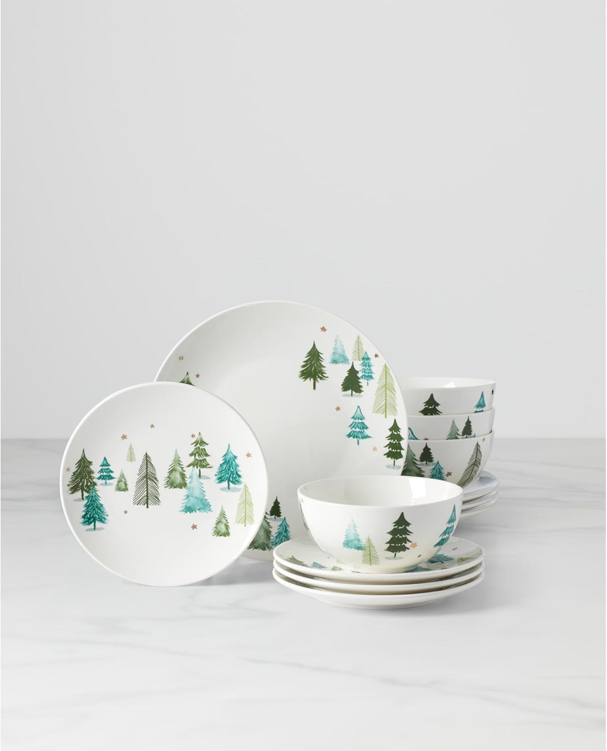 12-Piece Green Dinnerware Set C13386