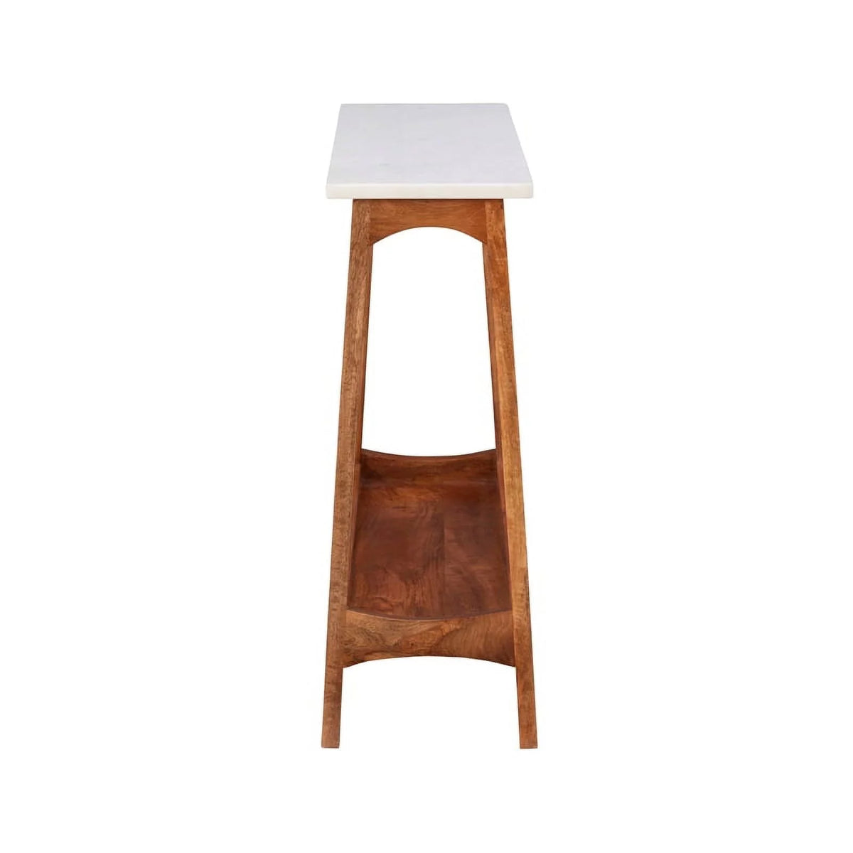Brown Mango Wood and Marble Console Table T470109