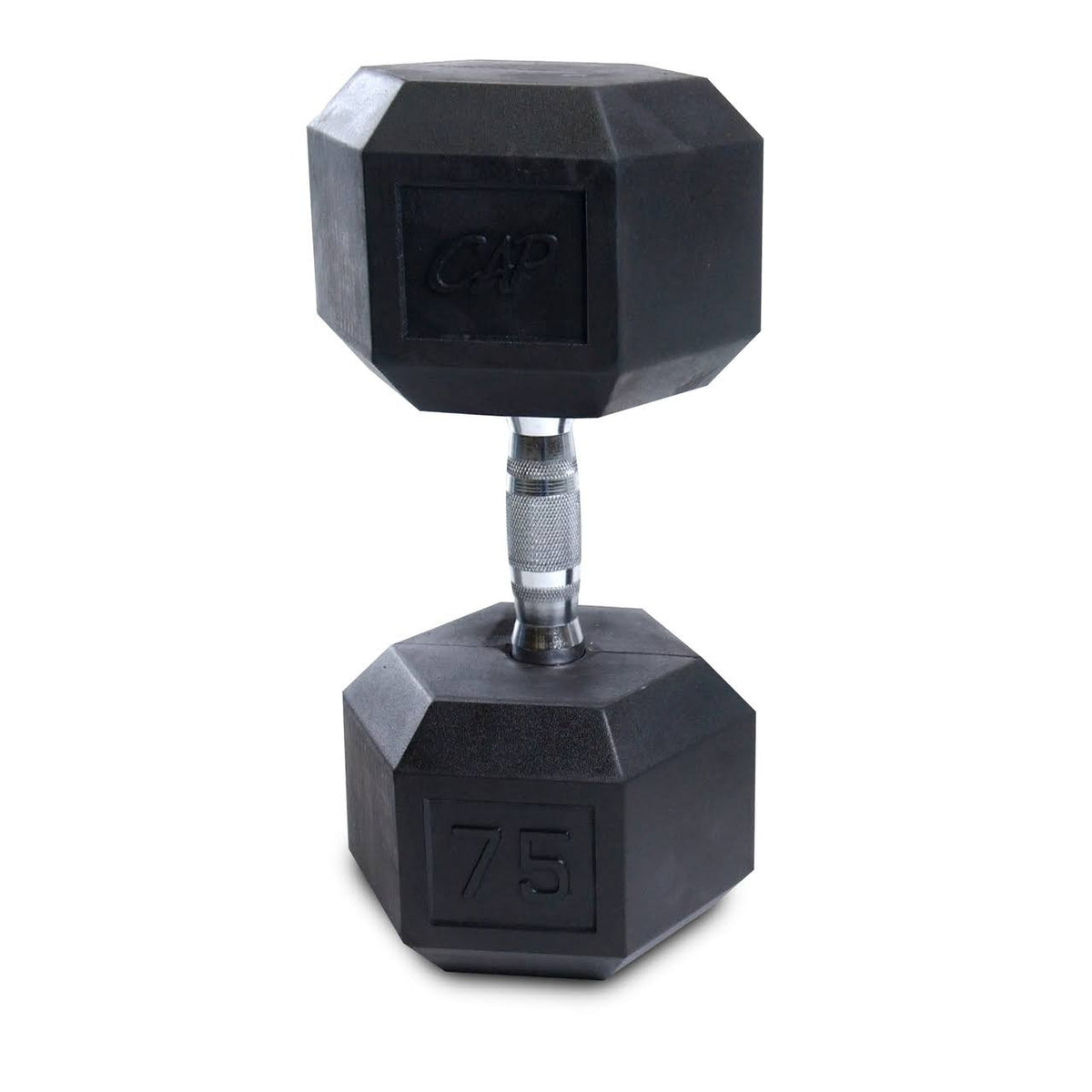 75 lbs Rubber Coated Hex Dumbbell K850