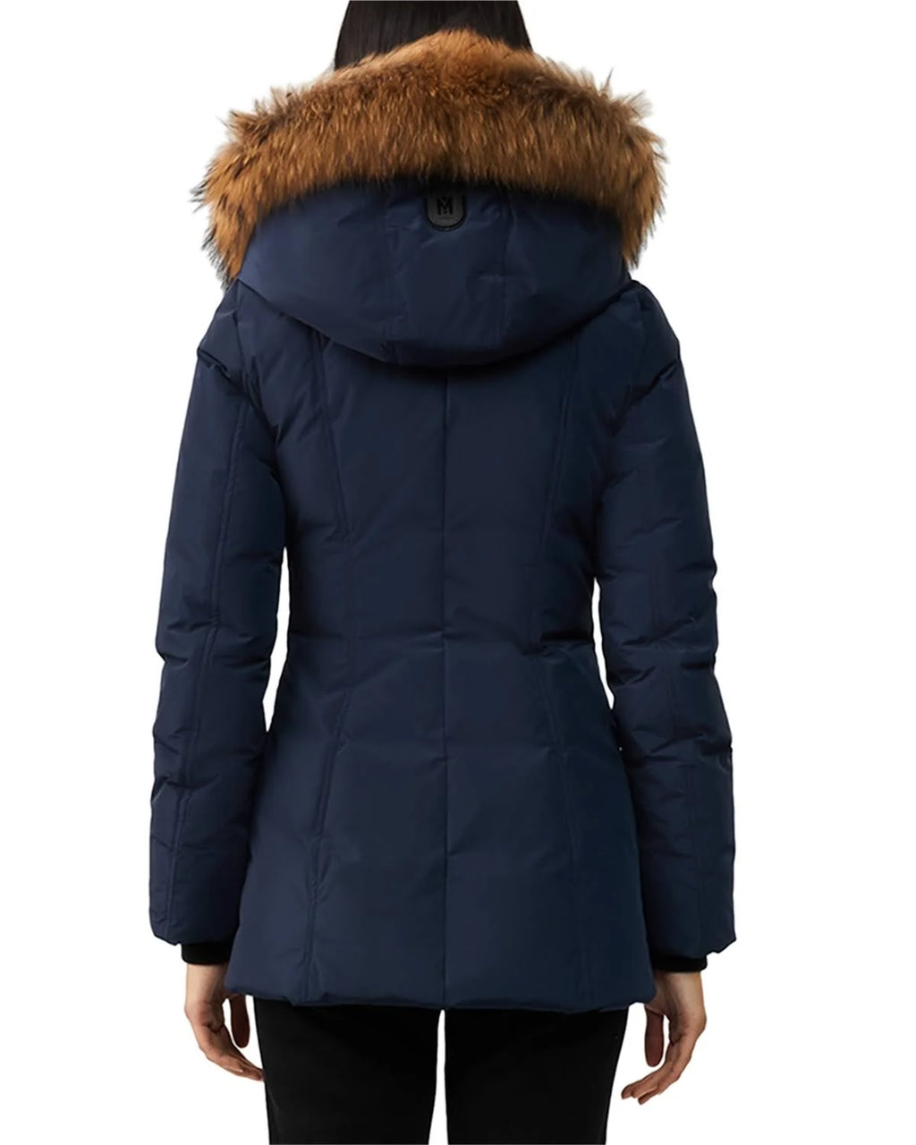 Navy Fur Trim Down Coat L3303