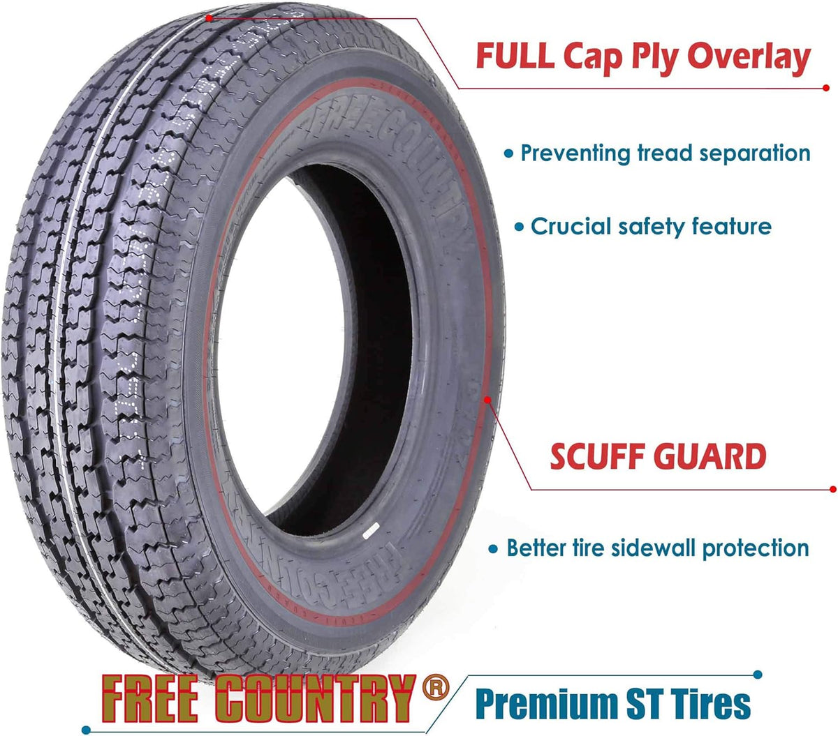 5 Trailer Tires ST175/80R13 6PR Load Range C with Scuff Guard V636