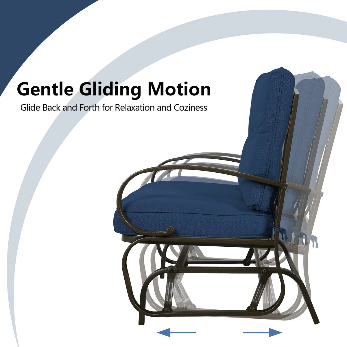 Navy Outdoor Loveseat Patio Swing Glider Bench H2872