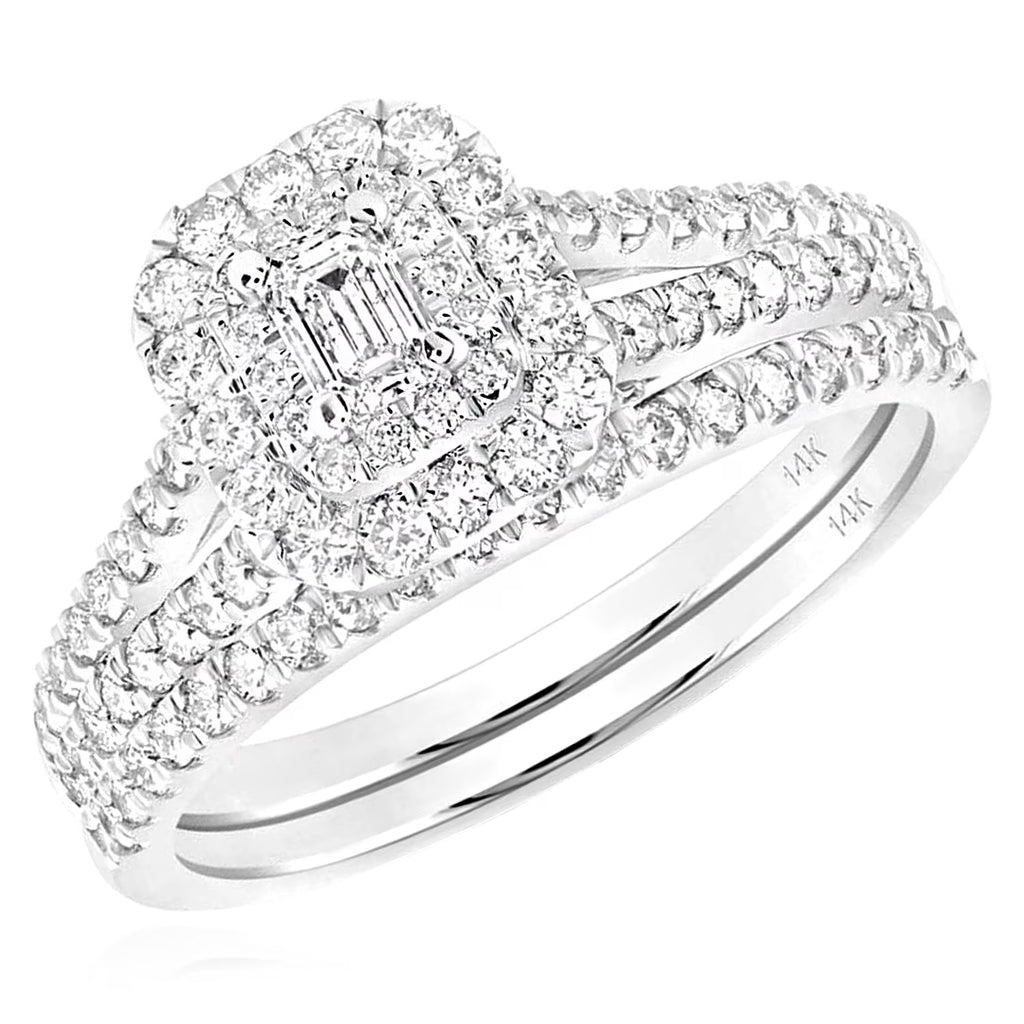 Emerald-Cut Double Halo Engagement Ring D4418