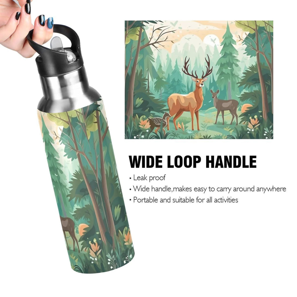 Insulated Thermos Kids Stainless Steel Bottle with Straw Lid Flask, 20 oz Y49907