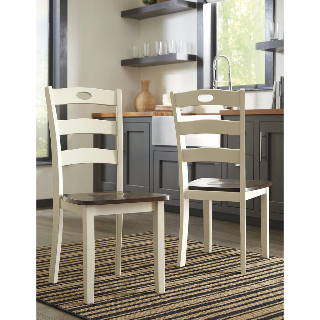 Cream & Brown Ladderback Dining Chair, Set of 2 L78131