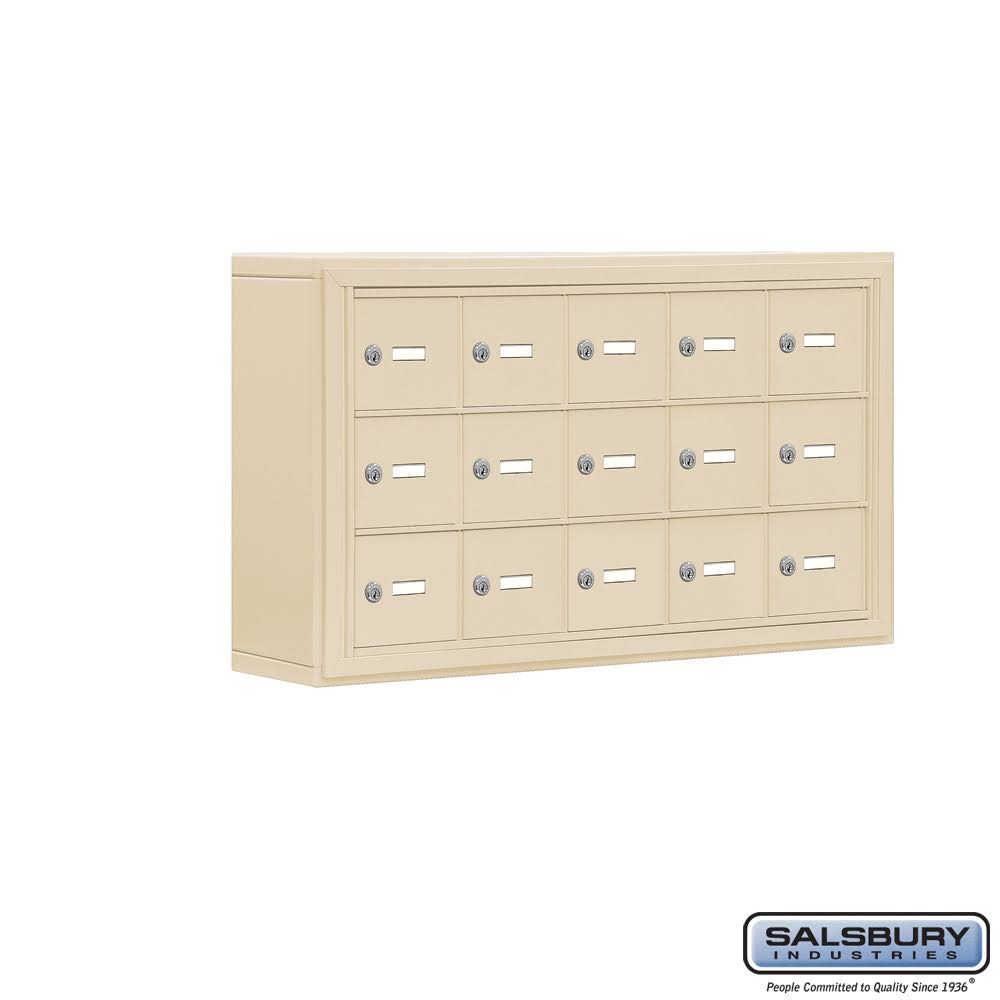 5 in. Cell Phone Storage Locker, 3 Door High Unit, 15 A Doors, Sandstone, Surface Mounted, Master Keye N6530