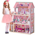 Wooden Dollhouse Playset with 24 Pcs Furniture W360550