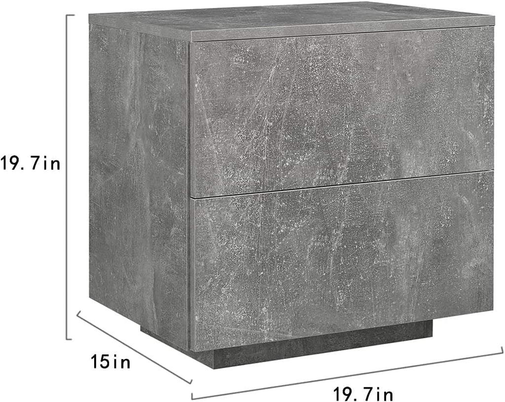 LED Nightstand Bedside Table Set Of 2 with 2 Drawers B67790