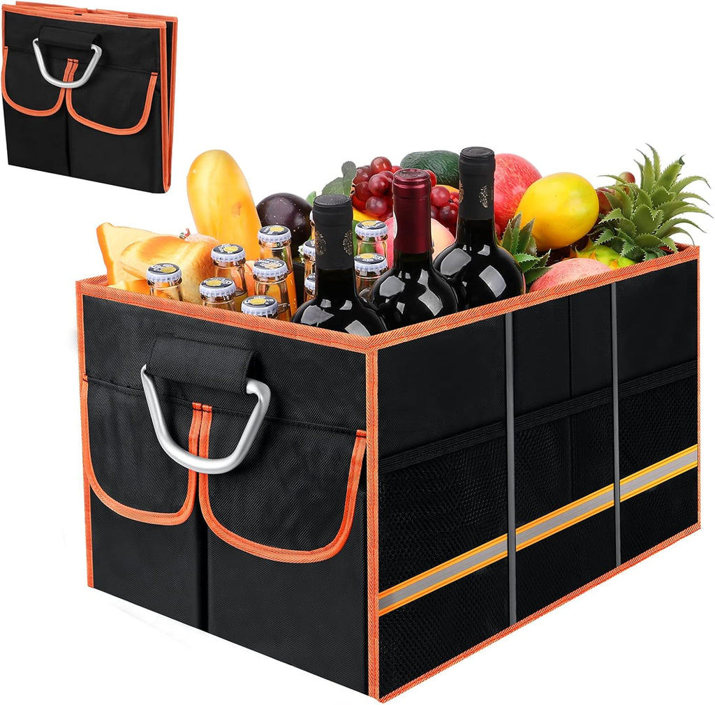 Waterproof Car Trunk Storage Organizer, Collapsible with Insulated Leakproof Cooler, Folding Cover, Adjustable Securing Straps D796